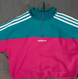 Adidas Pink and Teal Half-Zip Top